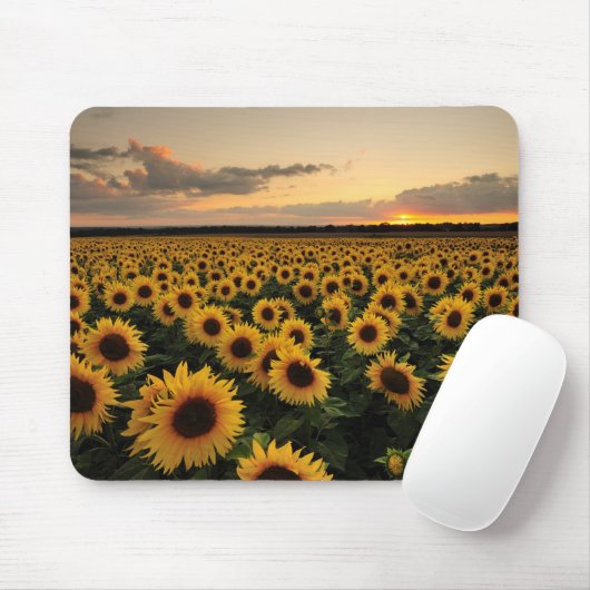Tapis De Souris Fleurs | Terrain de tournesol (Avec souris)
