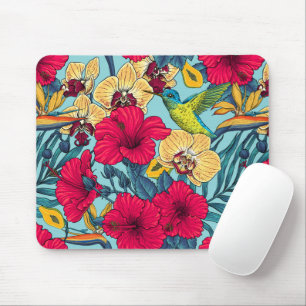 Tapis De Souris Fleurs tropicales et colibri - Botanica d'été