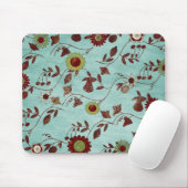 Tapis De Souris Fleurs turquoises (Avec souris)