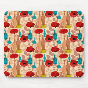 Tapis De Souris Fleurs, vases et bouteilles motif