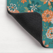 Tapis De Souris Fleurs Vert Orange Botanique Motif Girly (Coin)