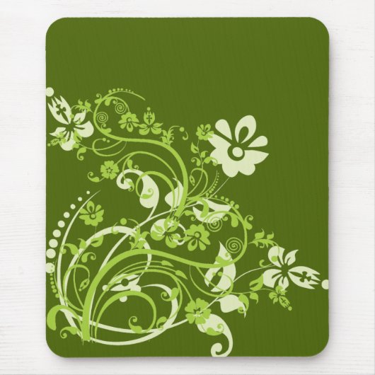 Tapis De Souris Fleurs vertes (Devant)