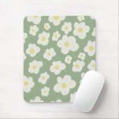 Tapis De Souris Fleurs vertes et blanches  (Avec souris)