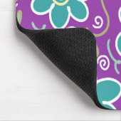 Tapis De Souris Fleurs vertes sur design pourpre (Coin)