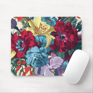 Tapis De Souris Fleurs vintages colorées fleuries du jardin