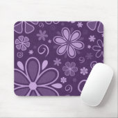 Tapis De Souris Fleurs violettes cool rétro (Avec souris)