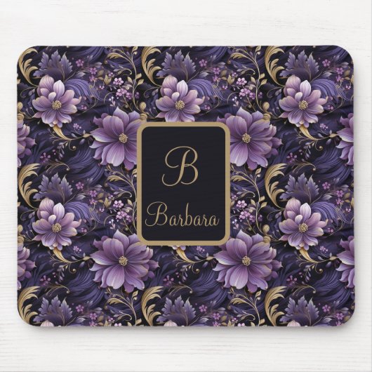 Tapis De Souris Fleurs violettes customisées (Devant)
