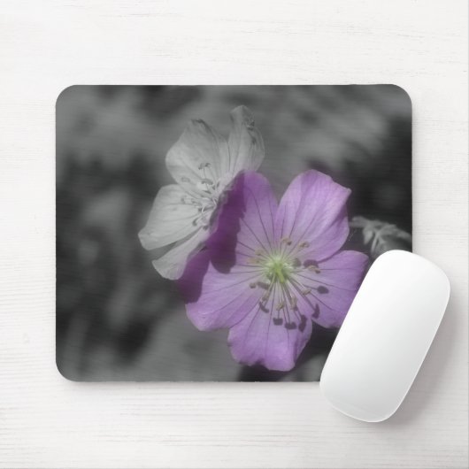 Tapis De Souris Fleurs Violettes En Mousepad Noir Et Blanc (Avec souris)