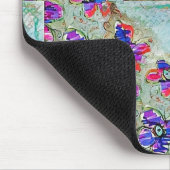 Tapis De Souris Fleurs violettes et bleues Carrés Zigzags (Coin)