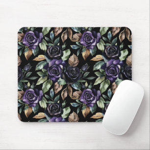 Tapis De Souris Fleurs Violettes Feuilles Bronze