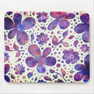 Tapis De Souris Fleurs violettes romantiques et art original Feuil