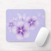 Tapis de souris Fleurs violettes sur points (Avec souris)