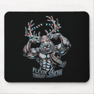 Tapis De Souris Flexin À Travers La Neige Drôle Gym Workou