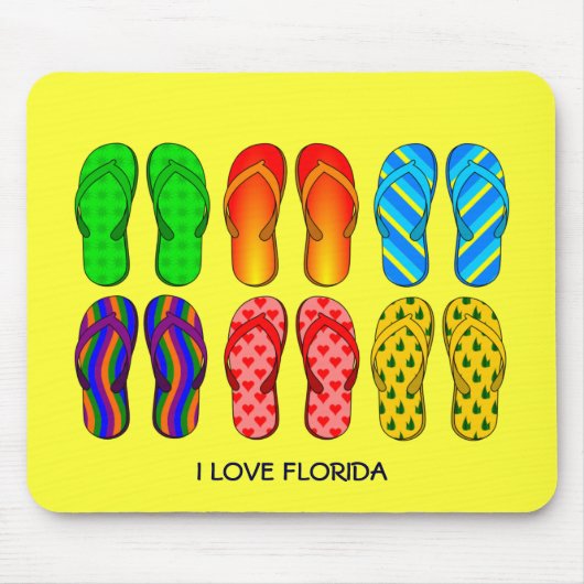 Tapis De Souris Flip Flops, "I Love Florida" (Devant)