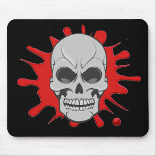Tapis De Souris Floc fâché de crâne et de sang : Mousepad fait sur