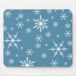 Tapis De Souris Flocon de neige de Noël en bleu