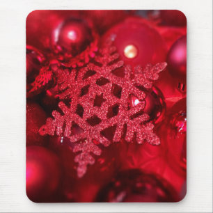 Tapis De Souris Flocon de neige scintillant rouge