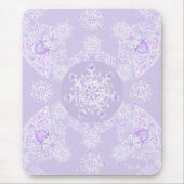 Tapis De Souris flocon de neige violet clair et coeur étincelant (Devant)