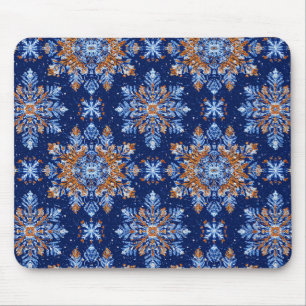 Tapis De Souris Flocons de neige 3d bleus