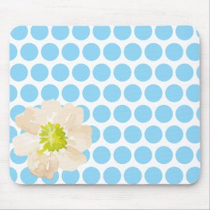 Tapis de souris floral à pois avec fleur aquarelle