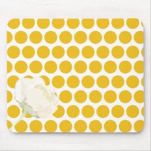 Tapis de souris floral à pois avec fleur aquarelle
