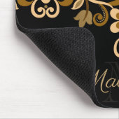 Tapis De Souris Floral Abstrait noir et or (Coin)