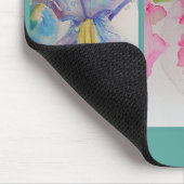 Tapis de souris floral aquarelle turquoise Fleurs (Coin)