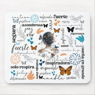 Tapis de souris floral avec affirmation motivation