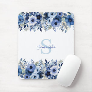 Tapis De Souris Floral bleu personnalisé
