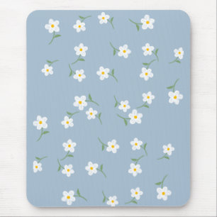 Tapis de souris floral bleu poussiéreux à margueri