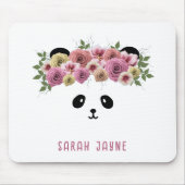 Tapis De Souris Floral Boho Panda Ours Fille Nom Souris Pad (Devant)