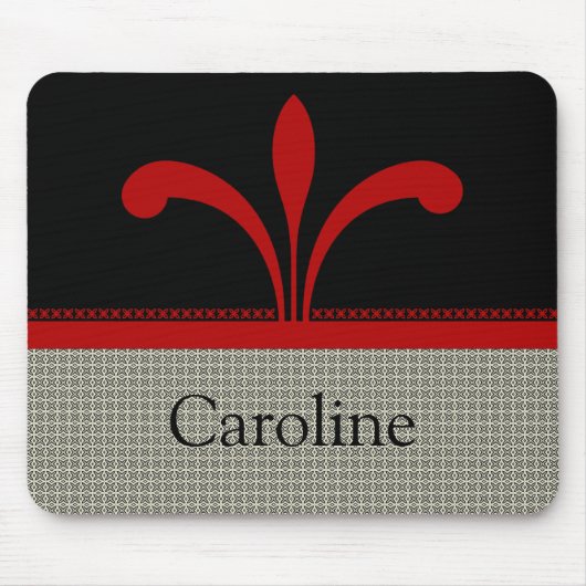 Tapis De Souris Floral Chic Mousepad, Rouge foncé (Devant)