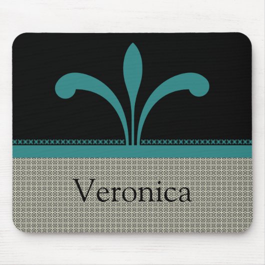 Tapis De Souris Floral Chic Mousepad, Turquoise (Devant)