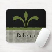 Tapis De Souris Floral Chic Mousepad, Vert olive (Avec souris)