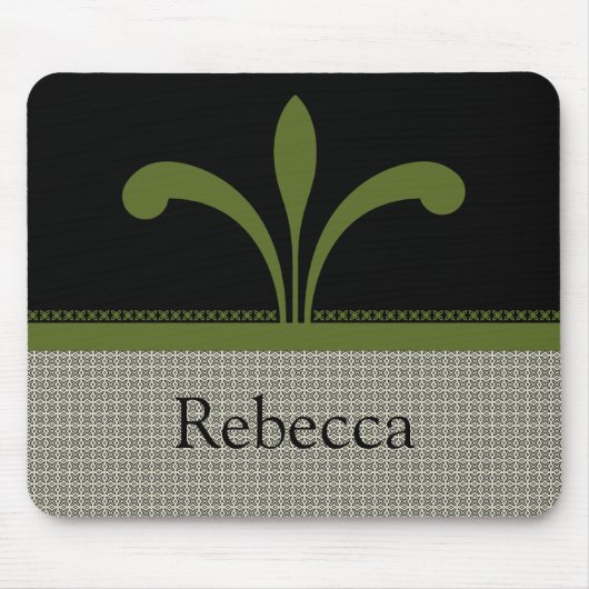 Tapis De Souris Floral Chic Mousepad, Vert olive (Devant)