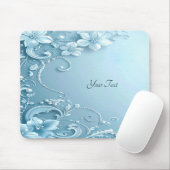 Tapis de souris floral décoratif bleu (Avec souris)
