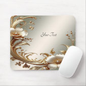 Tapis de souris floral doré (Avec souris)
