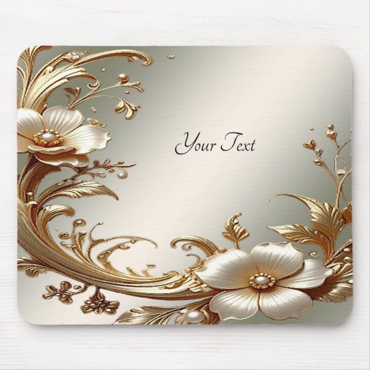 Tapis de souris floral doré (Devant)