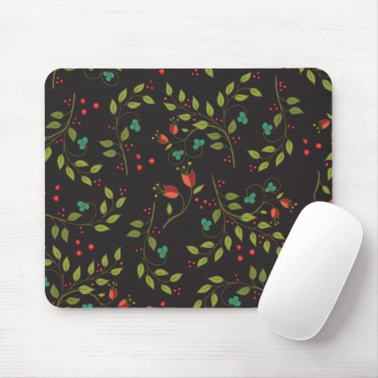 Tapis de souris floral écervelé noir (Avec souris)