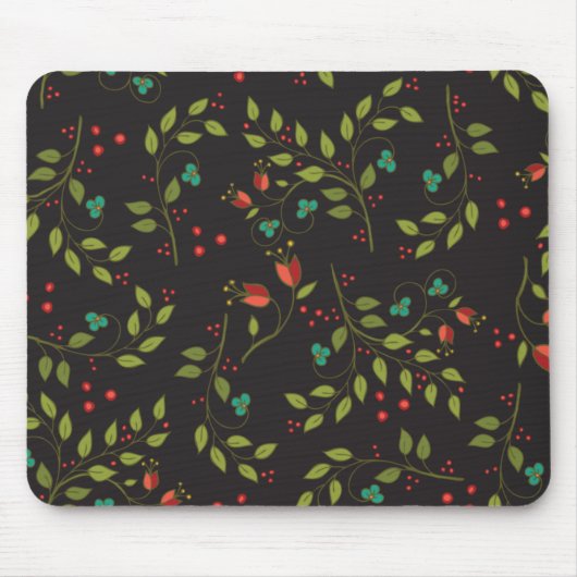 Tapis de souris floral écervelé noir (Devant)