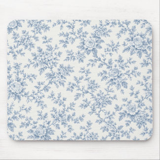 Tapis de souris floral en toile bleue française