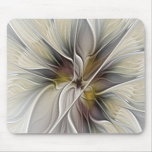 Tapis De Souris Floral Fractal, Fantasy Flower with Earth Colors