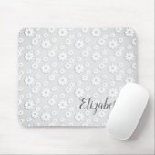 Tapis De Souris Floral gris blanc et argenté (Avec souris)