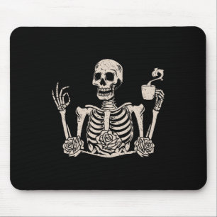 Tapis De Souris Floral Halloween Femmes Hommes Drôle Squelette Boi