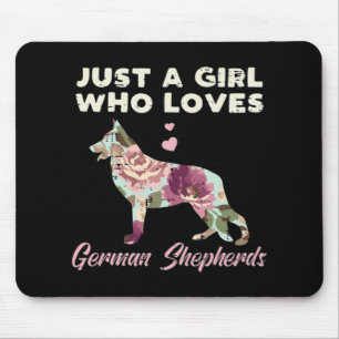 Tapis De Souris Floral Just A Girl Who Loves German Shepherd