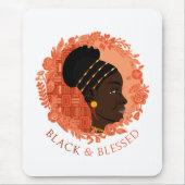 Tapis De Souris Floral Noir et béni (Devant)