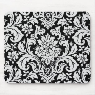 Tapis De Souris Floral noir et blanc