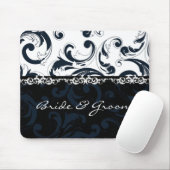 Tapis De Souris Floral noir et blanc (Avec souris)