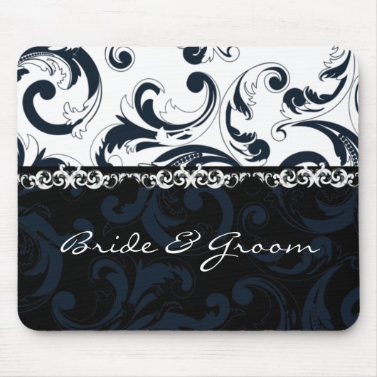 Tapis De Souris Floral noir et blanc (Devant)