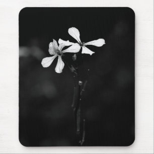 Tapis De Souris floral noir et blanc minimaliste